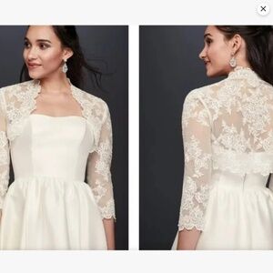 NWT Bridal Beaded Lace 3/4 Sleeve Jacket. Size 1X. David’s Bridal. New. Wedding.
